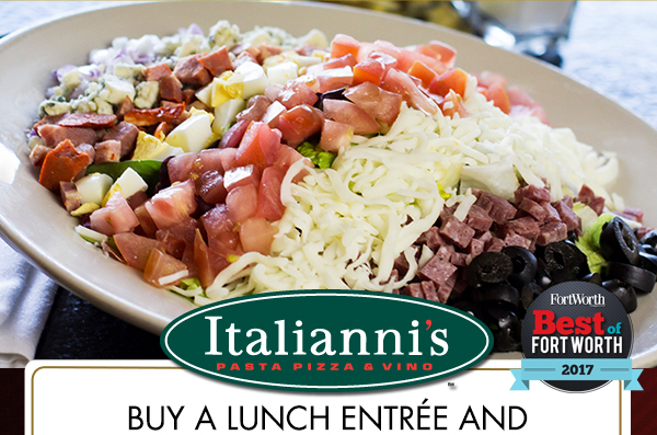Buy a lunch entree get one free
							 See image for full details