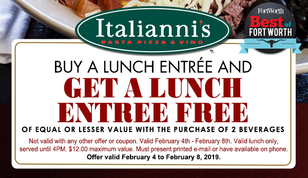 Buy a lunch entree get one free
							 See image for full details