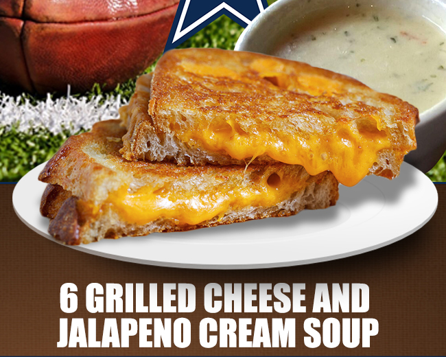 6 grilled cheese and jalapeno cream soup
							 See image for details