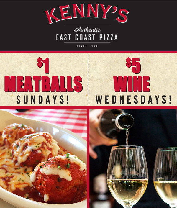 Kenny's East Coast Pizza Specials!
										 See image for full details