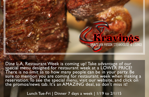 Brazilian Fusion Steakhouse & Lounge
							18663 Ventura Blvd. Tarzana, CA 91356, (818) 881-7111