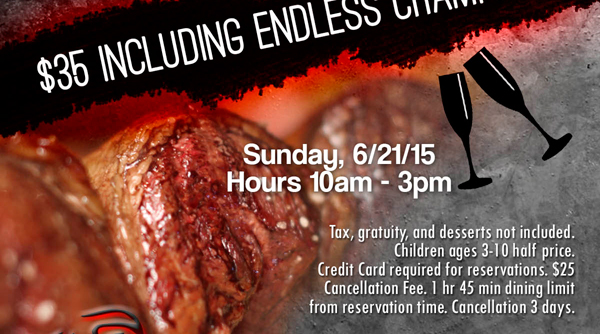 $35 including endless champagne
							 Sunday, 6/21 10am - 3pm
							 See image for full details