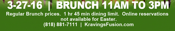 www.kravingsfusion.com
							 Brazilian Fusion Steakhouse & Lounge
							18663 Ventura Blvd. Tarzana, CA 91356, (818) 881-7111