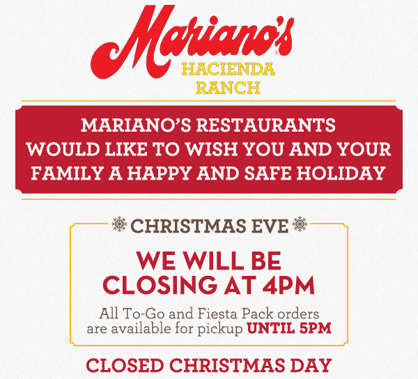 We would like to wish you and your family
							a happy and safe holiday
							Christmas eve we will be closing at 4pm
							See image for full details