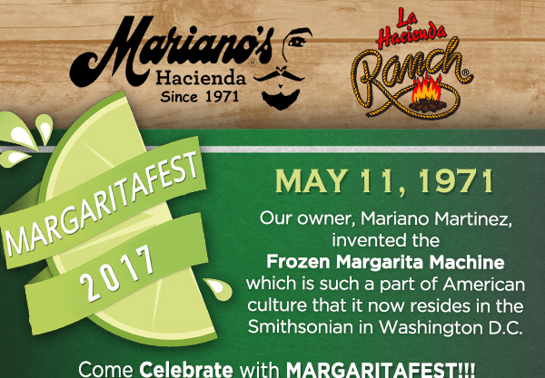 Margaritafest
							 May 5th - 11th
							 See image for full details