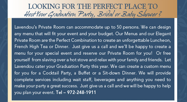 Looking for the Perfect Place to host your graduation party, bridal or baby shower?