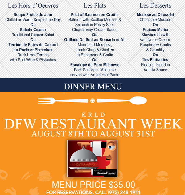 Dinner Menu - $35.00
					
							See image for full menu
