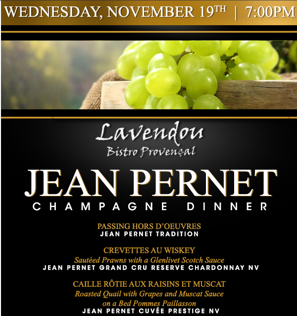 Jean Pernet Champagne Dinner
							See image for menu