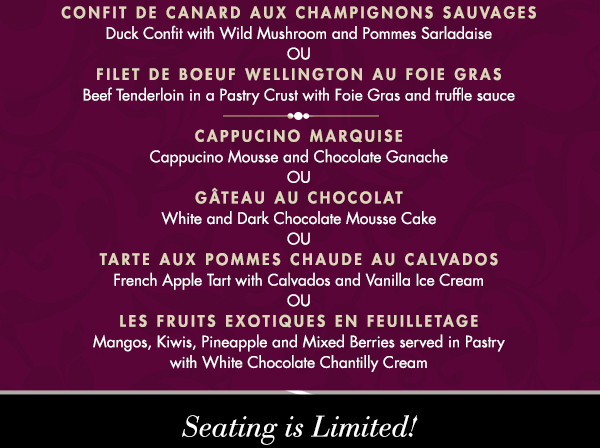 See image for menu
