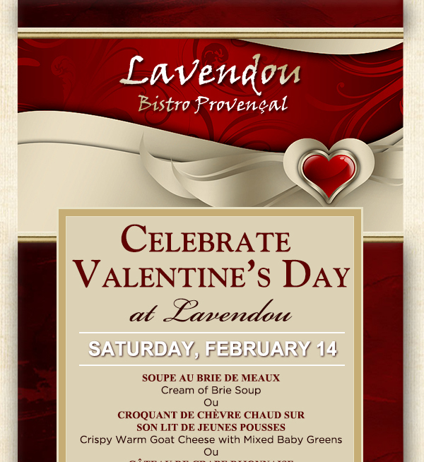 Celebrate Valentine's Day at Lavendou
							See image for details