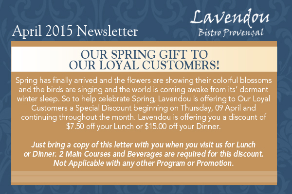 April Newsletter
							 Our spring gift to you
							 See image for article