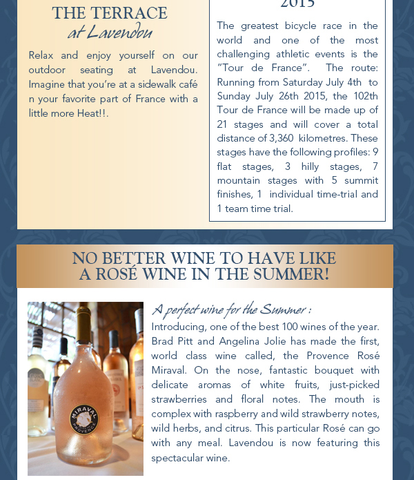 The Terrace
							 See image for article
							 Seasonal Desserts
							 See image for article
							 June is Cold Soup