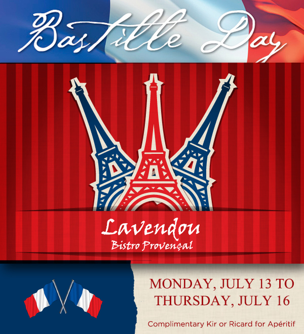 Bastille Day
							 Monday, July 13 - Thursday, July 16
							 See image for details