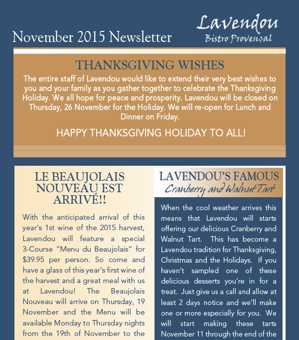 November Newsletter
							 Thanksgiving Wishes
							 See image for article