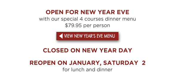 NYE Dinner
							 See image for full details