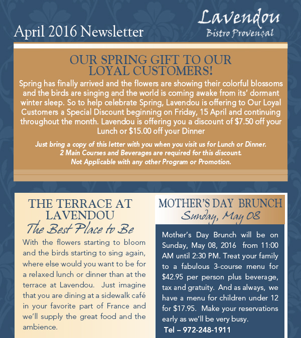 April Newsletter
							 See image for article