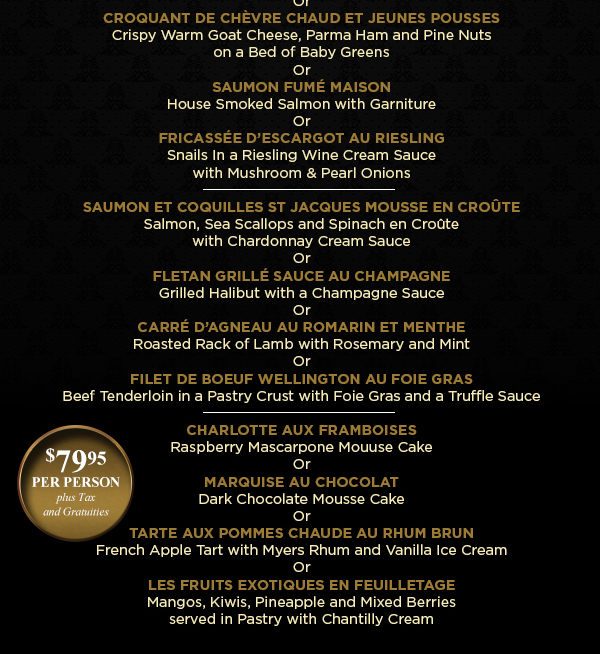 79.95 per person plus tax and gratuity
							 See image for details