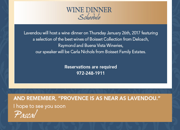View Menu
							 See image for full details
							 lavendou.com