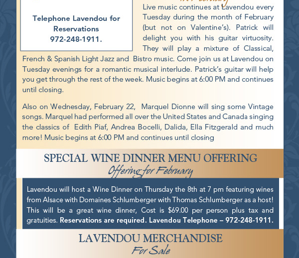 Lavendou Newsletter
							 See image for articles