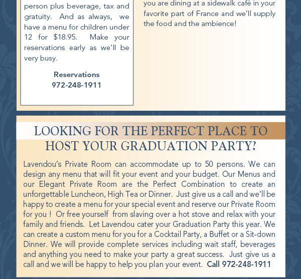Lavendou Newsletter
							 See image for articles