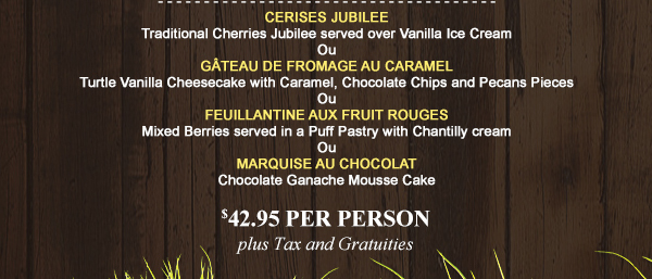 $42.95 per person plus tax and gratuity
							 See image for details