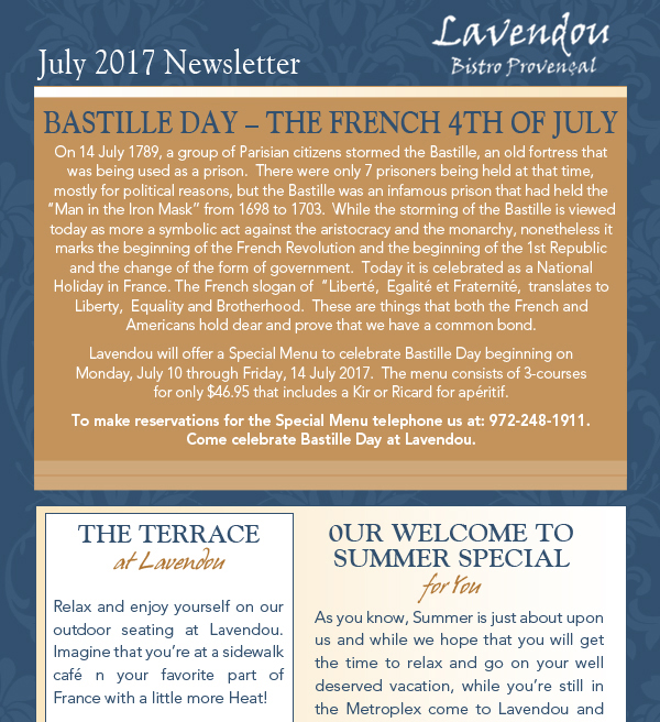 Lavendou Newsletter
							 See image for articles