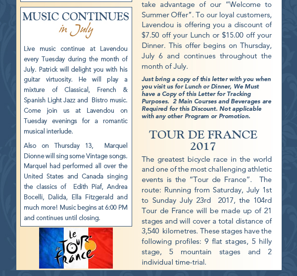 Lavendou Newsletter
							 See image for articles