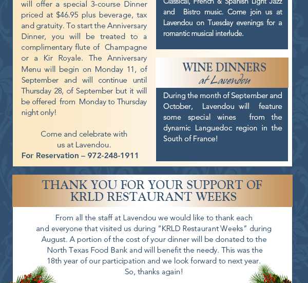 Lavendou Newsletter
							 See image for articles