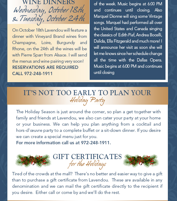 Lavendou Newsletter
							 See image for articles