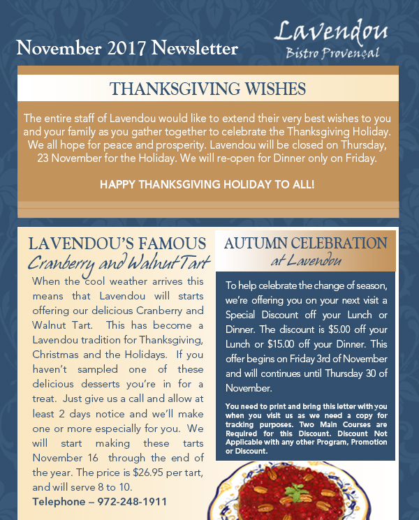 Lavendou Newsletter
							 See image for articles