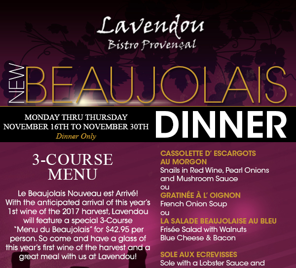 Beaujolais Dinner
							 See image for details