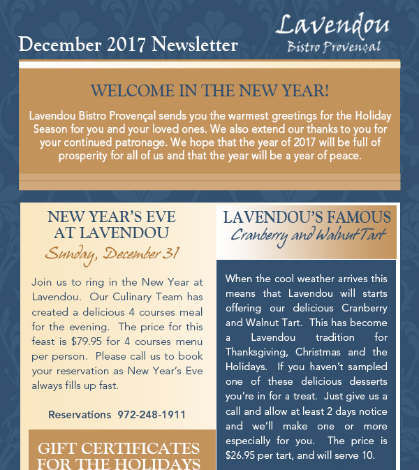 Lavendou Newsletter
							 See image for article