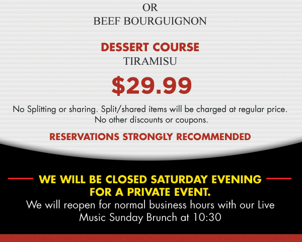 $29.99
							 Reservations strongly recommended
							 See image for full details