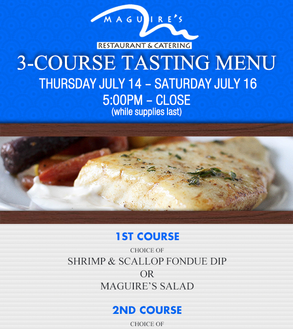 3 Course Tasting Menu
							 See image for full details