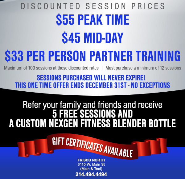 Discounted Session Prices
							$55 Peak Time
							$45 Mid-Day
							$33 per person partner training
							See image for full details