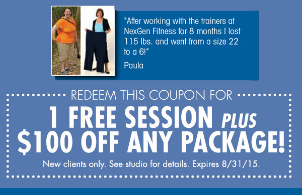 1 free session plus $100 off any package!
							 See image for full details/disclaimer