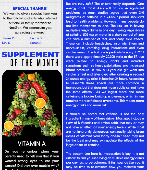 Energy Drinks and your health
							 See image for article
