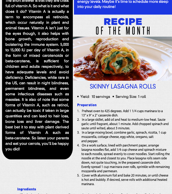 Supplement of the Month
							 See image for article
							 Recipe of the Month
							See image for recipe