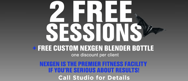 $150 off any package
							 and 2 free sessions and free custom NexGen blender bottle
							 See image for full details/disclaimer