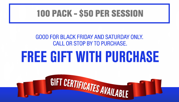 100 pack - $50 per session
							 Good for Black Friday and Saturday only.
							 Free gift with purchase
							 See image for full details/disclaimer
