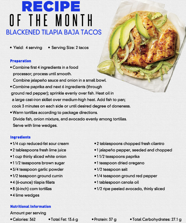 Recipe of the Month
							See image for recipe