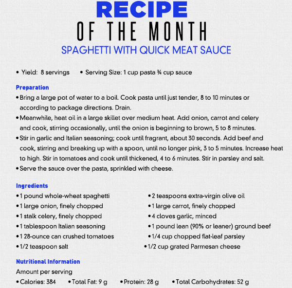 Recipe of the Month
							See image for recipe