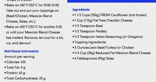 Recipe of the Month
							See image for recipe