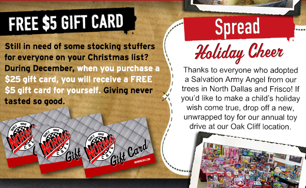 Free $5 gift card
							Spread Holiday Cheer
							See image for full details