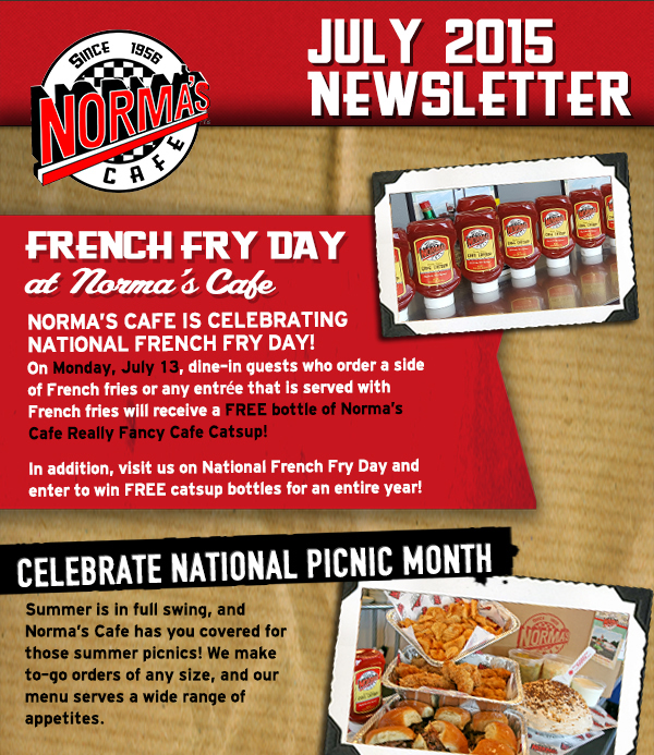 Norma's Cafe July Newsletter
