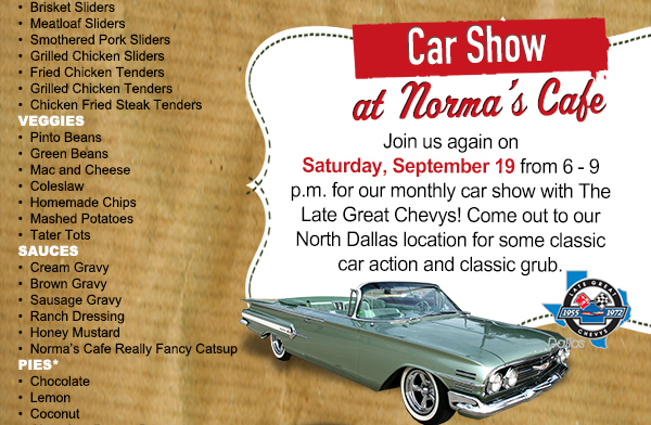 Car Show at Norma's Cafe
							 See image for details