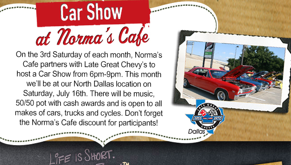 Car Show at Norma's Cafe
							 See image for full details