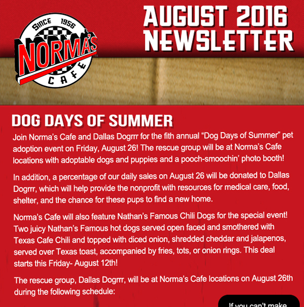 Norma's Cafe Newsletter