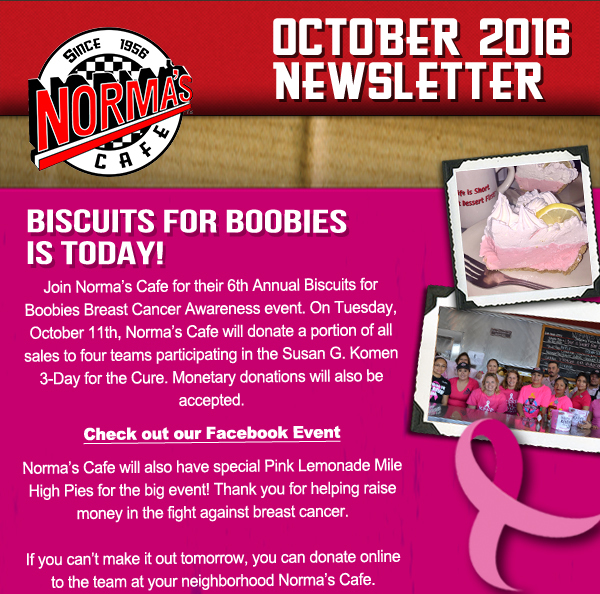 Norma's Cafe Newsletter