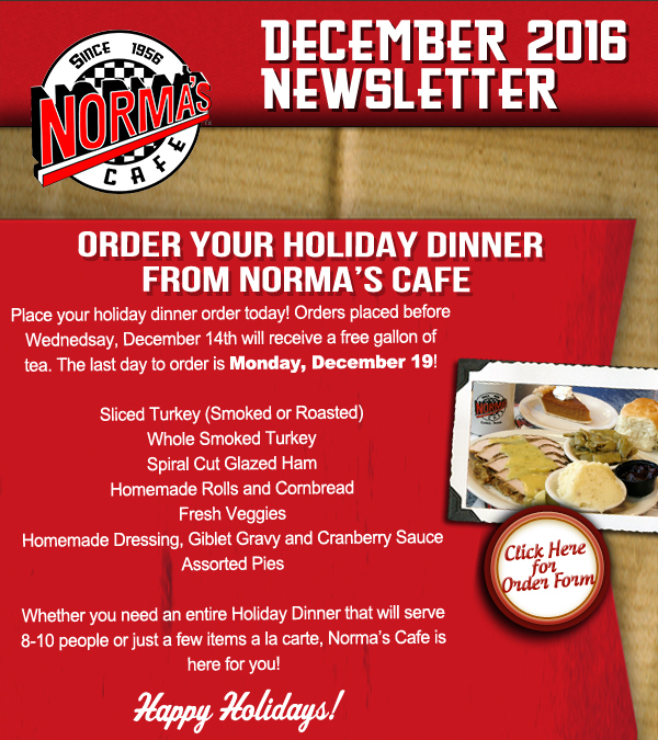 Norma's Cafe Newsletter